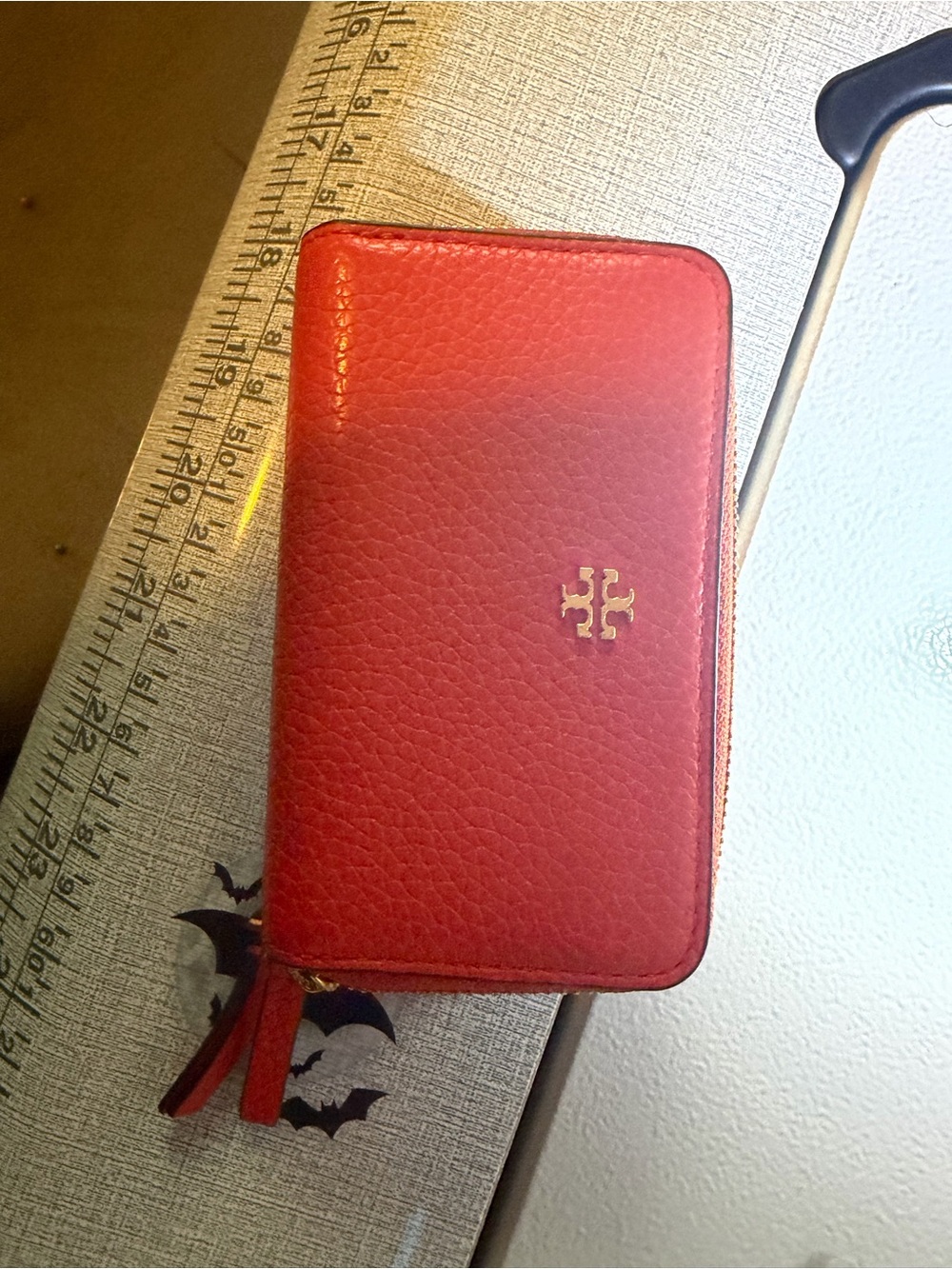 Tory Burch Orange Leather Wallet with Gold Logo